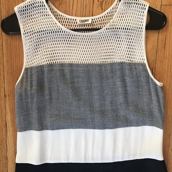 L’Agence Colorblock Mesh Shift Dress Sz 4 - Picture 4 of 7